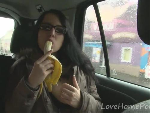 Stopping the vehicle and filming a slutty babe